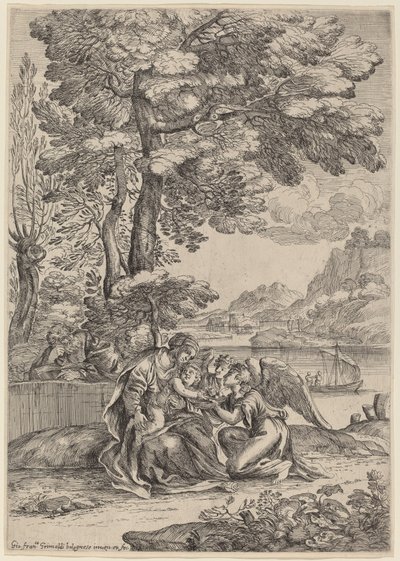O descanso na fuga para o Egito de Giovanni Francesco Grimaldi