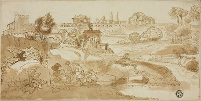Vista de Roma, com a Via Appia de Giovanni Francesco Grimaldi