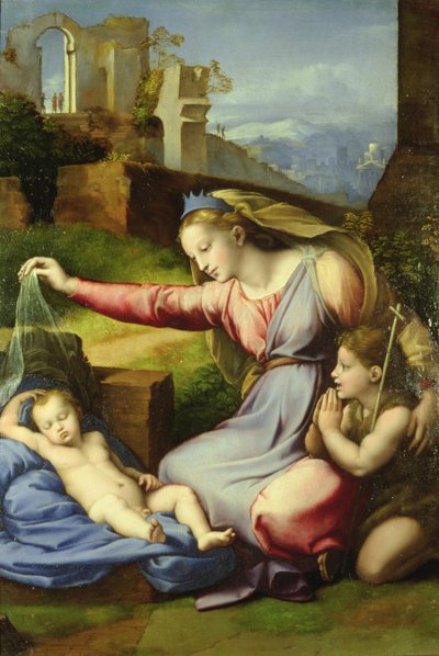 Virgem do Véu (A Virgem do Diadema Azul) de Giovanni Francesco Penni