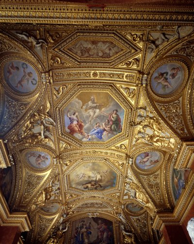 Teto da Sala do Desfile e Gabinete na água do apartamento de verão da Rainha Ana da Áustria de Giovanni Francesco Romanelli