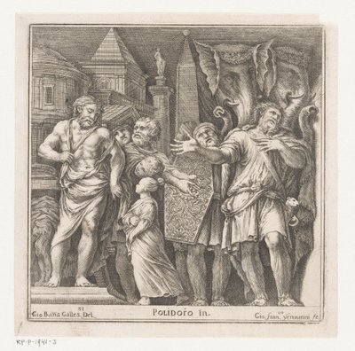 Grupo de figuras e dois elefantes numa cidade de Giovanni Francesco Venturini