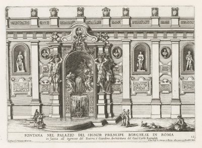 Nymphaeum no pátio do Palazzo Borghese em Roma
Fontana nel palazzo del signor prencipe Borghese in Roma (...) (título sobre o objecto)
Le fontane ne palazzi e ne giardini di Roma (título da série)
Fontes nos palácios e jardins de Roma (série de Giovanni Francesco Venturini