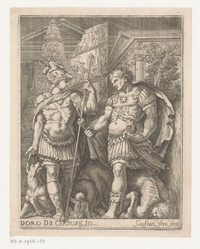 Dois soldados numa cidade de Giovanni Francesco Venturini