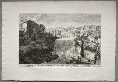 Vista da cachoeira principal do rio Aniene nas cidades de Tivoli. de Giovanni Francesco Venturini