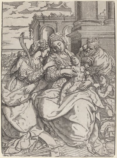 Madonna e criança com Santa Catarina de Giovanni Gallo after Marco Pino