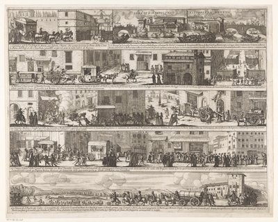 Mario Chigi chega a Roma onde reina a peste
A peste em Roma 1656-1657 (título da série) de Giovanni Giacomo de