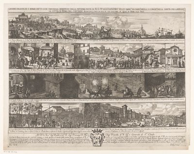Optocht om Rome vrij te maken van de pest Ordens de diligência e reparos feitos com benefício universal pela paterna Pietra di N. S. PP. Alexandre VII. et emin.mi SS. card.li do S. congr.me della sanita para libertar a cidade de Roma do contágio (título em de Giovanni Giacomo de