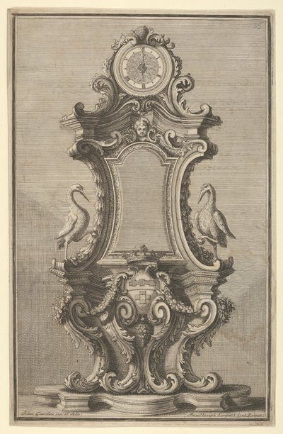 Design para um relógio, da Disegni Diversi, 1714 ou 1750. de Giovanni Giardini