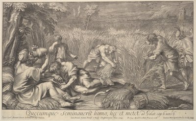 Ceifadores de grãos, 1704. de Giovanni Girolamo Frezza