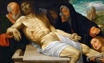 Renascença : A Lamentação sobre Cristo par Savoldo, Giovanni Girolamo (1480/85-1548), ca. 1515-1520. Óleo sobre madeira, 72,5x118,5. Museu de História da Arte, Vienne de Giovanni Girolamo Savoldo