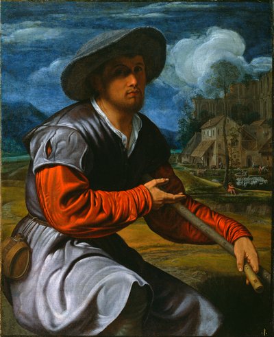 Pastor com Flauta, c.1525 (óleo sobre tela) de Giovanni Girolamo Savoldo