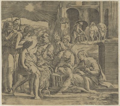 Adoração dos pastores de Giovanni Jacopo Caraglio