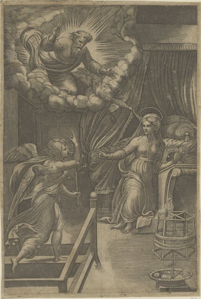 Anunciação com Deus, o Pai de Giovanni Jacopo Caraglio