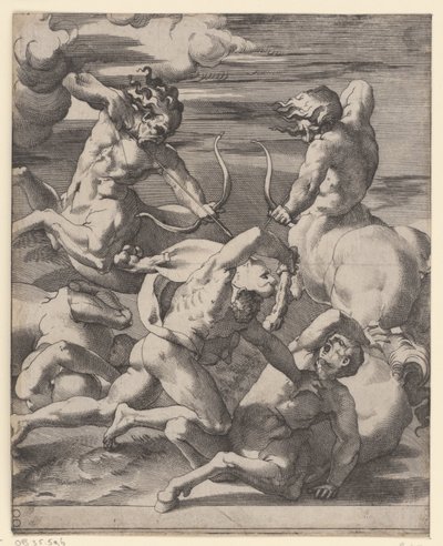 Hércules em batalha com centauros
Cenas com Hércules (título da série) de Giovanni Jacopo Caraglio