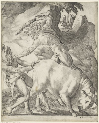 Hércules luta com Cacus
Cenas com Hércules (título da série) de Giovanni Jacopo Caraglio