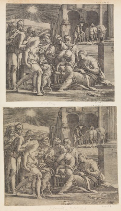 A Adoração dos Pastores. de Giovanni Jacopo Caraglio