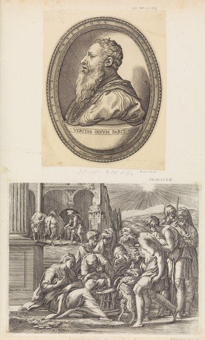 A Adoração dos Pastores. de Giovanni Jacopo Caraglio