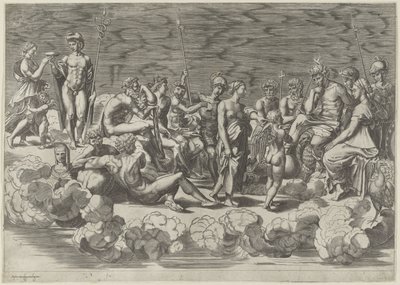 Encontro dos Deuses no Olimpo de Giovanni Jacopo Caraglio