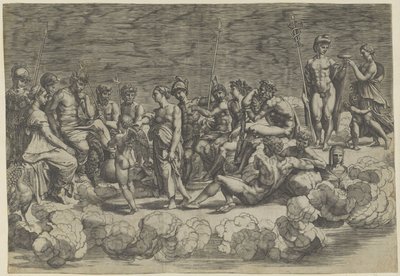 Encontro dos Deuses no Olimpo de Giovanni Jacopo Caraglio
