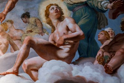 Apollo. Detalhe de "O conselho dos Deuses" 1624-1625. fresco de Giovanni Lanfranco