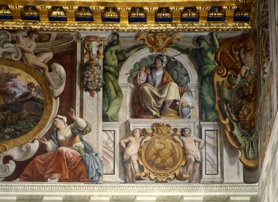 Detalhe, de, a, palácio, corredor, afresco, palácio quirinal, roma de Giovanni Lanfranco