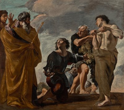 Moisés e os mensageiros de Canaã de Giovanni Lanfranco