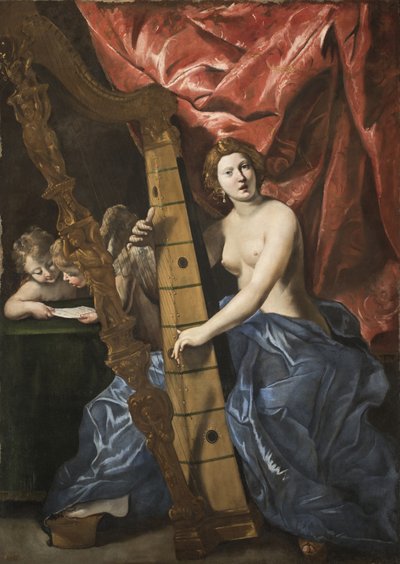 Vênus tocando harpa, c.1630. de Giovanni Lanfranco