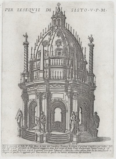 Catafalco para o Papa Sisto V, 1591. de Giovanni Maggi