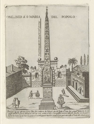 De Egyptische obelisk van Ramses II op Piazza del Popolo te Rome
Obelisco em S. Maria del Popolo (título sobre o objecto)
Moderne en antieke monumenten en bouwwerken in Rome (título da série)
Ornamenti di fabriche antichi et moderni dell