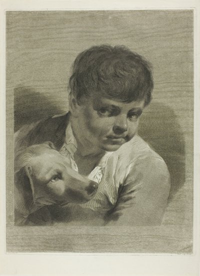 Um menino com um cachorro de Giovanni Marco Pitteri