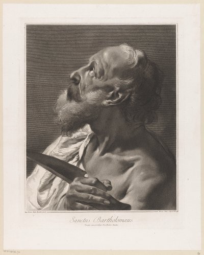 Apóstolo Bartolomeüs
Sanctus Bartholomaeus (título sobre o objecto)
Apostelen (título da série) de Giovanni Marco Pitteri