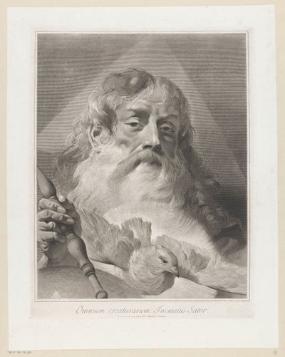 God de Vader met duif
Omnum creaturarum Increatus Sator (título sobre o objecto) de Giovanni Marco Pitteri