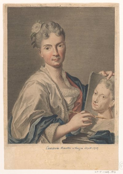 Retrato da artista Rosalba Carriera Retratos de artistas (título da série) de Giovanni Marco Pitteri