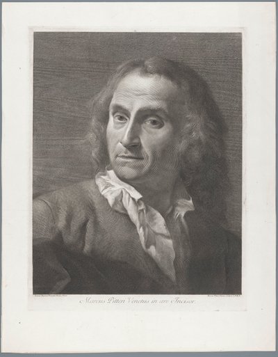 O gravador de Portret Van Giovanni Marco Pitteri Marcus Pitteri Blue Engraver in Air (título no objeto) de Giovanni Marco Pitteri