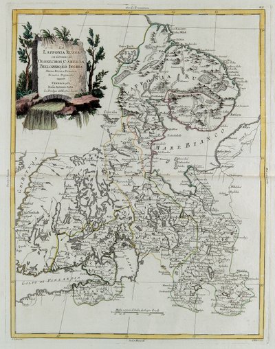 Lapônia Russa com os governos de Olonecholi, Carelia, Bielozero e Ingria na Rússia Européia, de Tome III do "Novo Atlas", gravado por G. Zuliani de Giovanni Marco Pitteri
