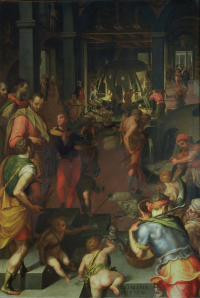 The Glassworks, 1572 (ardósia) de Giovanni Maria Butteri