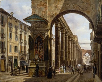 Colunas de São Lourenço em Milão, de Giovanni Migliara (1785-1837), óleo sobre tela, 40x31 cm de Giovanni Migliara