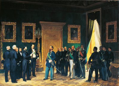 Segunda Guerra da Independência - Victor Emmanuel de Savoy recebe os enviados toscanos com o Decreto de Anexação da Toscana ao Reino Italiano de Giovanni Mochi