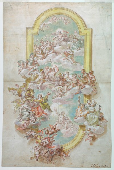 Desenho, Teto com Júpiter, Jun, 1718-30 de Giovanni Odazzi