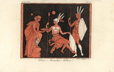 Guerreiros gregos em capacetes, armaduras e padrões de labarum de Giovanni Paglianti