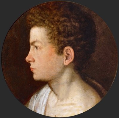 Maneirismo : Auto-retrato por Lomazzo, Giovanni Paolo (1538-1600), c. 1560. Óleo sobre madeira, D 39. Museu de História de Arte, Vienne de Giovanni Paolo Lomazzo