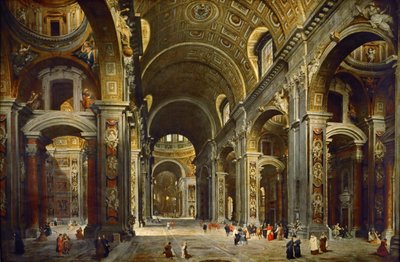Cardeal Melchior de Polignac em visita à Basílica de São Pedro em Roma de Giovanni Paolo Pannini