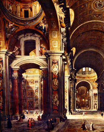 Cardeal Melchior de Polignac Visitando São Pedro em Roma, 1730 de Giovanni Paolo Pannini