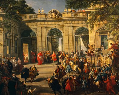 Carlos III de Bourbon em visita ao Papa Bento XIV na Casa do Café Quirinal de Giovanni Paolo Pannini
