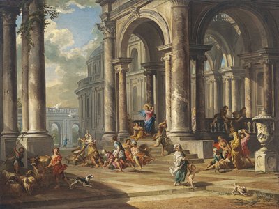Cristo dirigindo os cambistas do templo de Giovanni Paolo Pannini