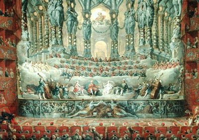 Concerto do Cardeal de La Rochefoucauld (1700-99) no Teatro da Argentina em Roma, em Comemoração do Casamento de Louis the Dauphin (1729-65), filho de Luís XV, com Marie-Josephe (1731-1767) de S de Giovanni Paolo Pannini