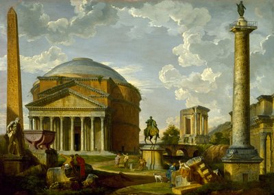 Fantasy View com o Panteão e outros monumentos da Roma Antiga de Giovanni Paolo Pannini