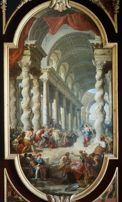 Jesus apedrejado no Templo, por Giovanni Paolo Panini (1691-1765), pintura, Palácio de La Granja, Segóvia, Espanha. de Giovanni Paolo Pannini