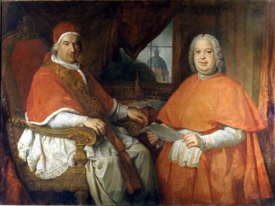 Retratos do Papa Bento XIV (1675 - 1758) e do Cardeal Silvio Valenti Gonzague. Pintura de Giovanni Paolo Pannini (Panini). Século XVIII. Museo Nazionale Romano, Roma. de Giovanni Paolo Pannini