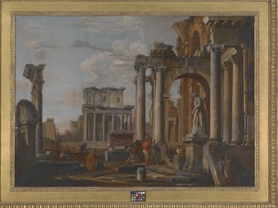 Ruínas com o Templo de Antoninus e Faustina (óleo sobre tela) de Giovanni Paolo Pannini